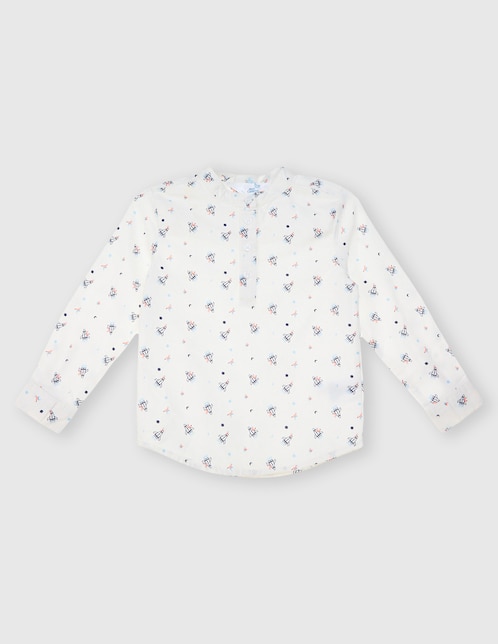 Camisa casual Mon Caramel de algodón manga larga para niño