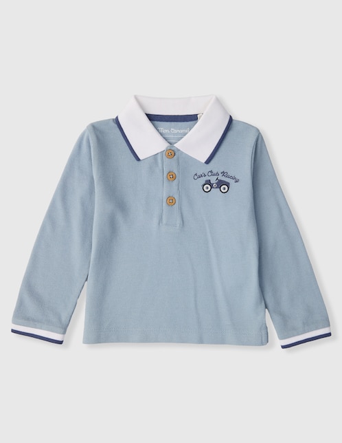 Playera tipo polo Mon Caramel de algodón para niño