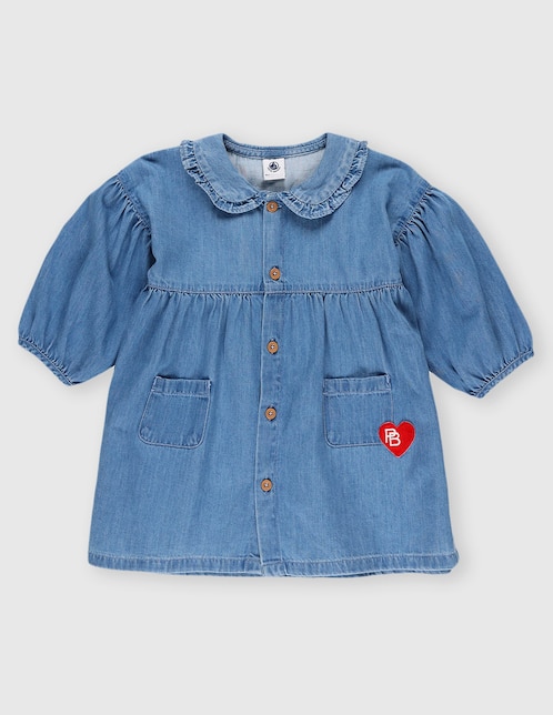 Vestido Petit Bateau manga globo para bebé niña