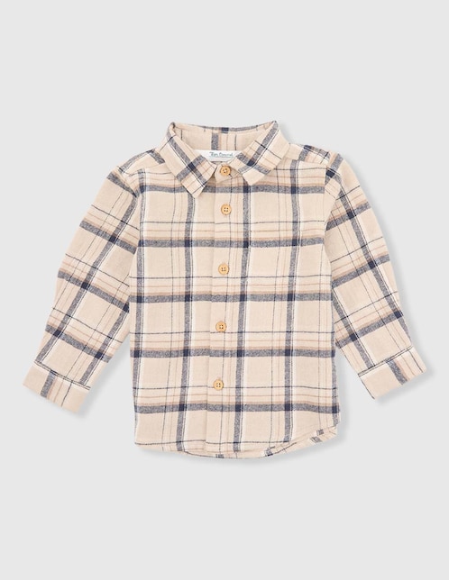 Camisa casual Mon Caramel de algodón manga larga para bebé niño
