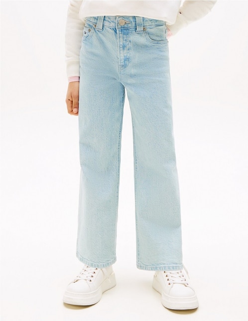Jeans straight Tommy Hilfiger KG0KG08646-1AB lavado claro para niña