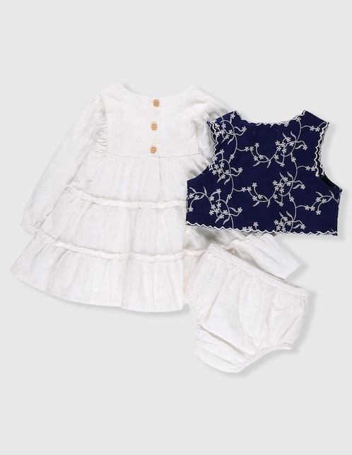 Vestido con chaleco manga globo para bebé niña 1
