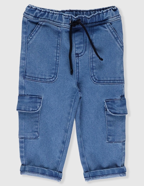 Jeans cargo straight lavado claro para bebé niña 1