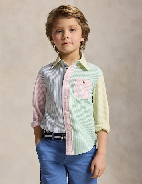 Camisa casual Polo Ralph Lauren de algodón manga larga para bebé niño