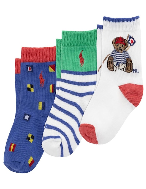 Set calcetín Polo Ralph Lauren de algodón para bebé niño 3 pares