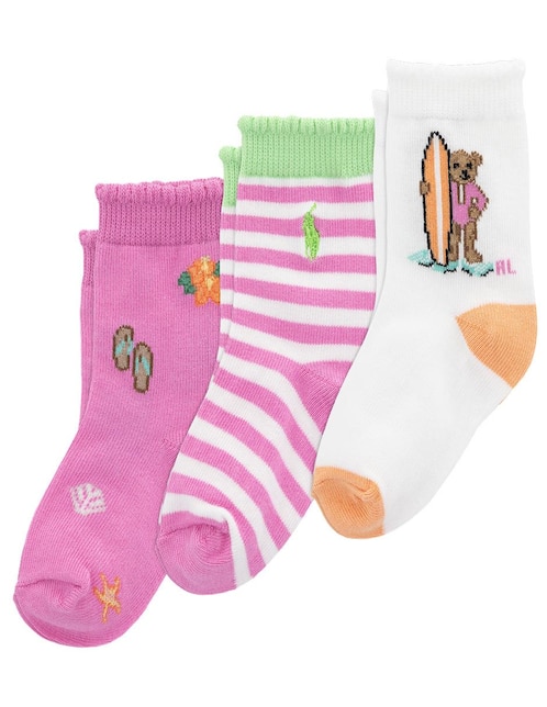 Set de calcetín Polo de algodón para bebé niña 3 pares