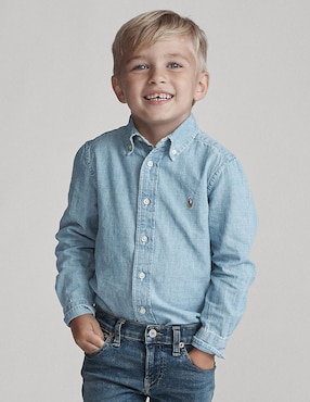 Camisa Casual Polo Ralph Lauren De Algodón Manga Larga Para Niño