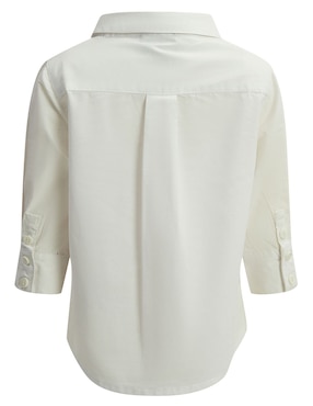 Camisa ceremonia Bardot de algodón manga larga para bebé niño