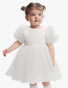 Vestido Bardot Junior manga globo para bebé niña