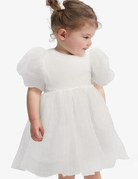 Vestido Bardot Junior manga globo para bebé niña