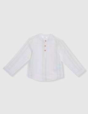 Camisa casual Mon Caramel Collection de lino manga larga para niño