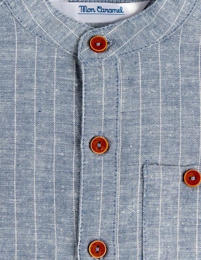 Camisa casual Mon Caramel de algodón manga larga para niño