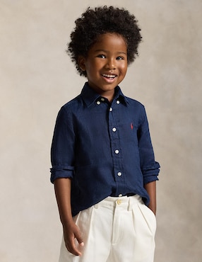 Camisa casual Polo de algodón manga larga para niño