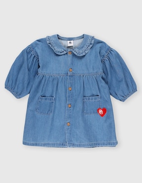 Vestido Petit Bateau manga globo para bebé niña