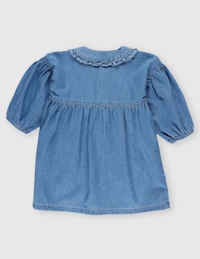 Vestido Petit Bateau manga globo para bebé niña