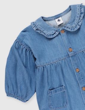 Vestido Petit Bateau manga globo para bebé niña