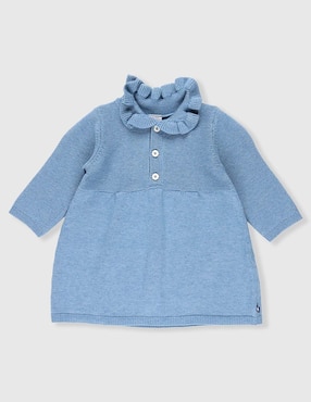 Vestido Petit Bateau manga larga para bebé niña