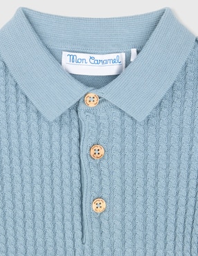 Playera tipo polo Mon Caramel de algodón par bebé niño
