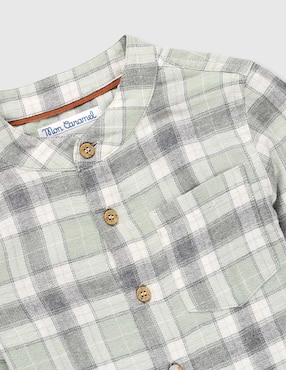 Camisa casual Mon Caramel de algodón manga larga para niño