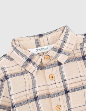 Camisa casual Mon Caramel de algodón manga larga para bebé niño