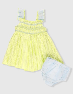 Vestido con calzón Mon Caramel manga mariposa para niña