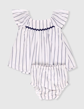 Vestido Mon Caramel manga cap para bebé niña
