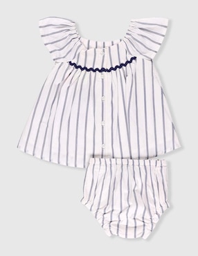 Vestido Mon Caramel manga cap para bebé niña