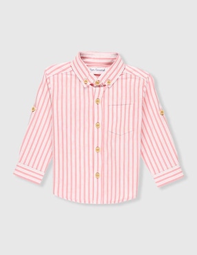 Camisa casual Mon Caramel de algodón manga larga para niño