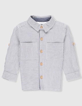 Camisa casual Mon Caramel de algodón manga larga para bebé niño