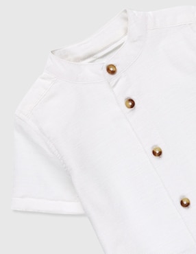 Camisa casual Mon Caramel Collection de algodón manga corta para hombre