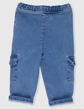Jeans cargo straight Mon Caramel lavado claro para bebé niña