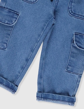 Jeans cargo straight Mon Caramel lavado claro para bebé niña