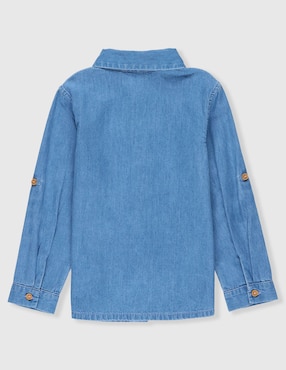 Camisa casual Mon Caramel de mezclilla manga larga para bebé niño