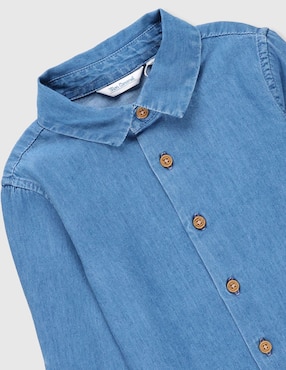 Camisa casual Mon Caramel de mezclilla manga larga para bebé niño