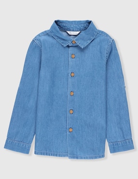 Camisa casual Mon Caramel de mezclilla manga larga para bebé niño