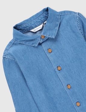 Camisa casual Mon Caramel de mezclilla manga larga para bebé niño