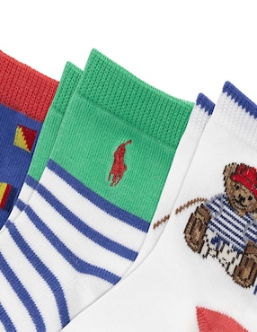 Set calcetín Polo Ralph Lauren de algodón para bebé niño 3 pares