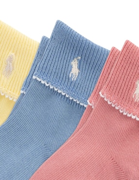 Set tobillo Polo Ralph Lauren de algodón para bebé niña 3 pares