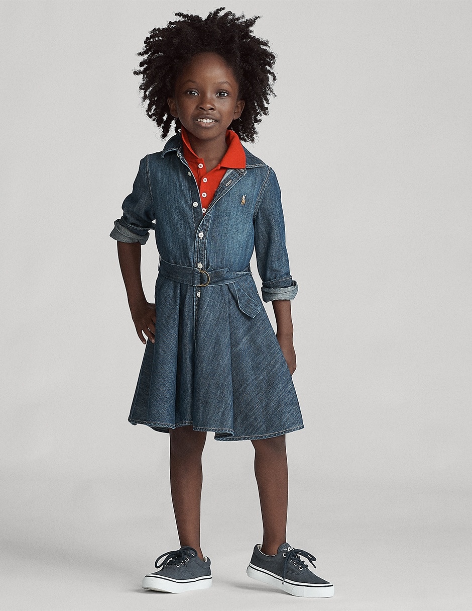 Vestido manga regular para niña 7