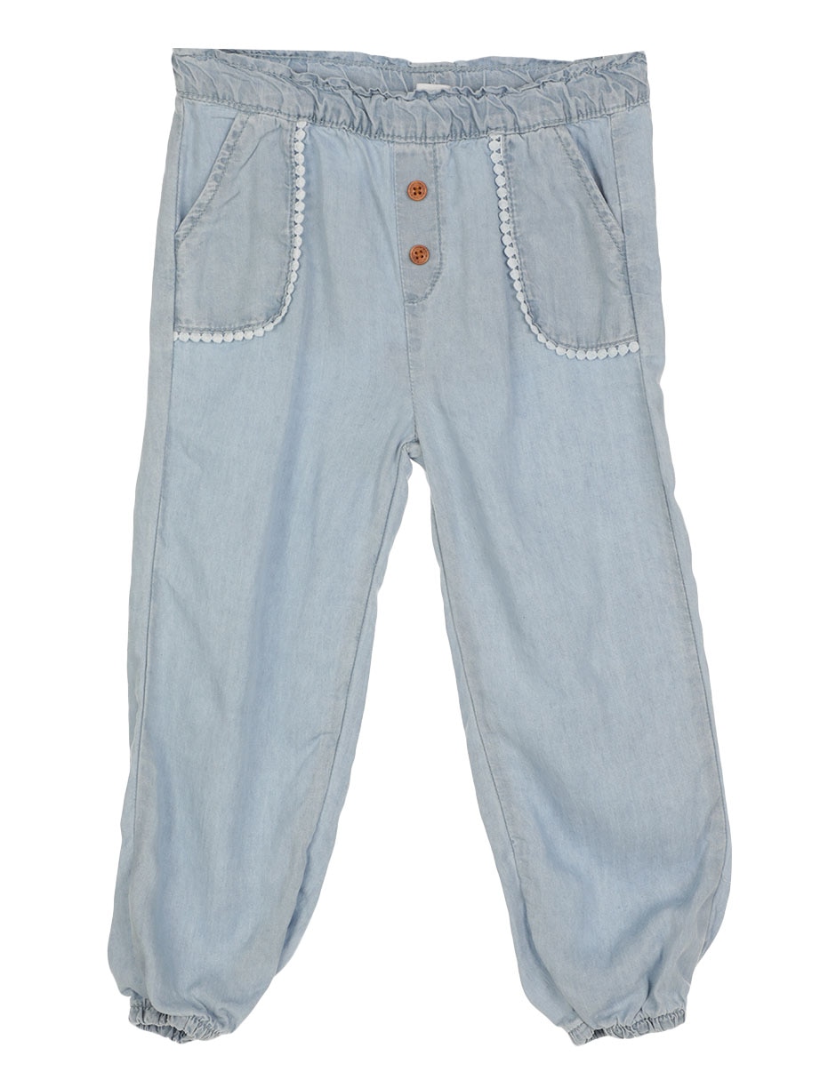 Jeans cargo slim lavado claro para niña