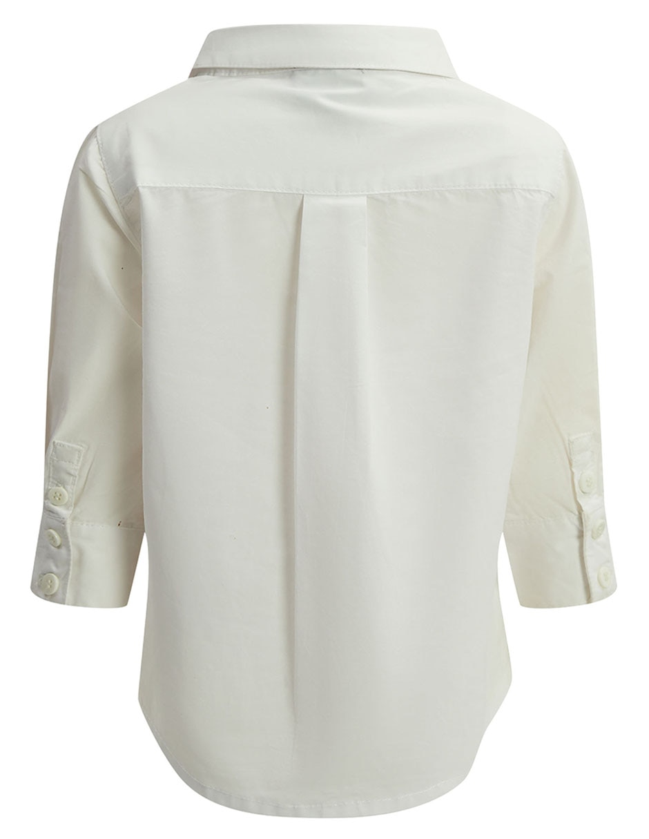 Camisa ceremonia Bardot de algodón manga larga para bebé niño 2