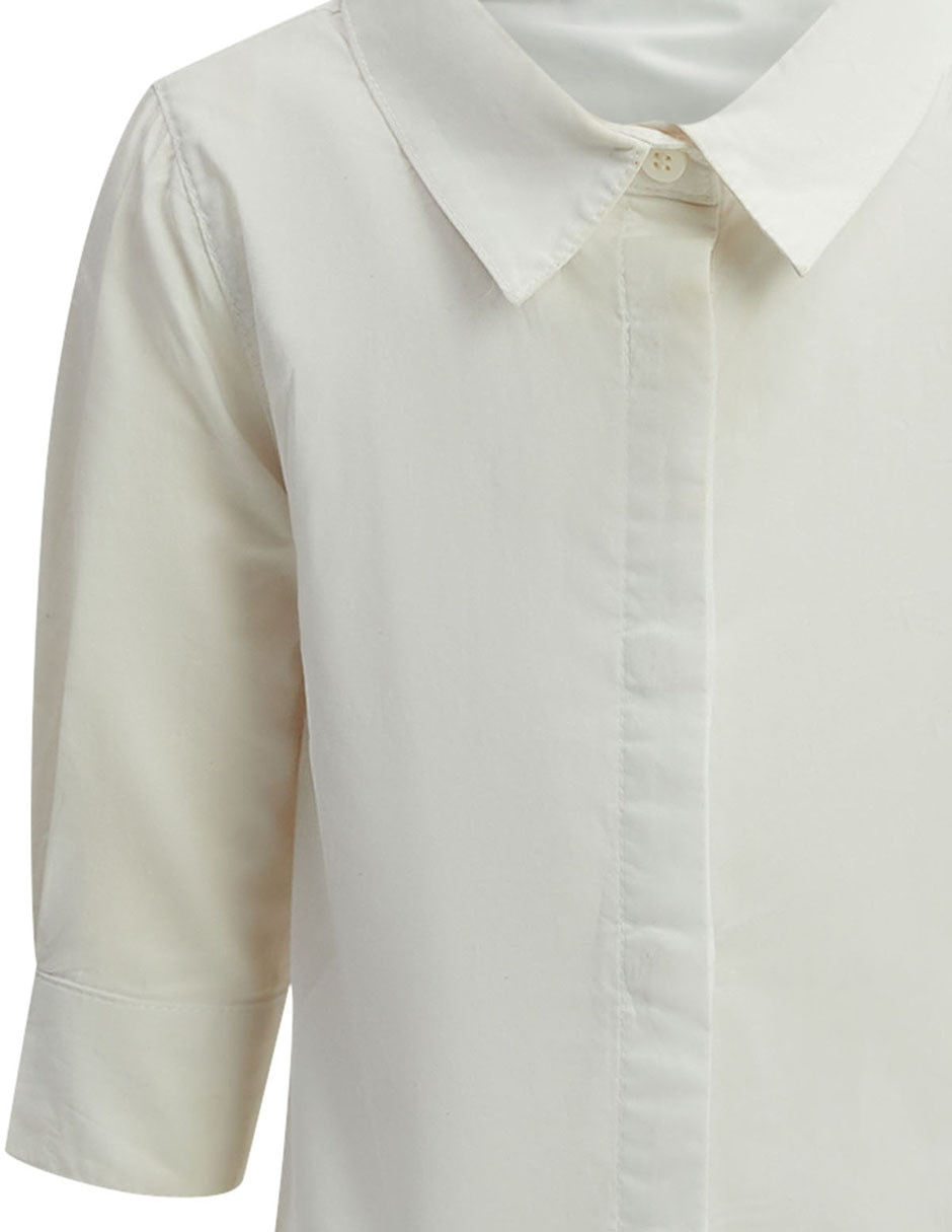 Camisa ceremonia Bardot de algodón manga larga para bebé niño 4