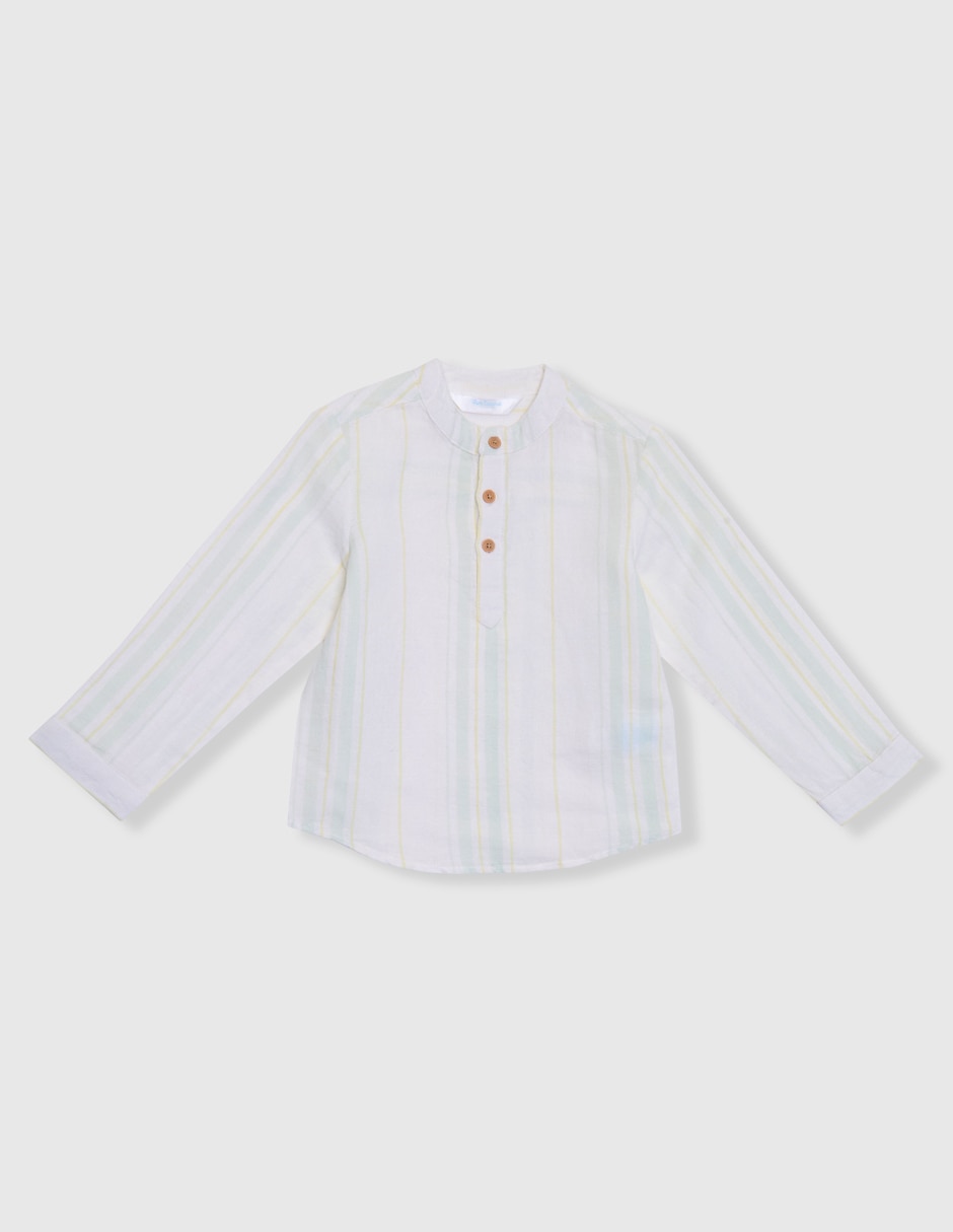 Camisa casual de lino manga larga para niño Camisa casual de lino manga larga para niño