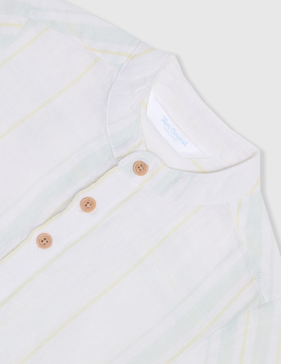 Camisa casual de lino manga larga para niño 3