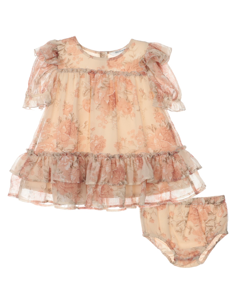 Vestido con calzón manga volantes para bebé niña
