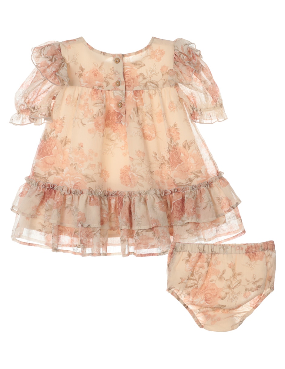 Vestido con calzón manga volantes para bebé niña 2