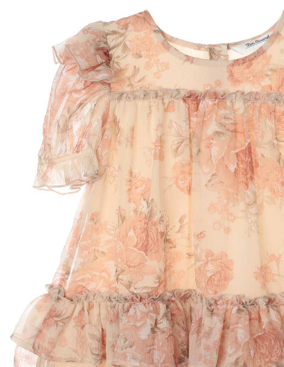 Vestido con calzón manga volantes para bebé niña 3