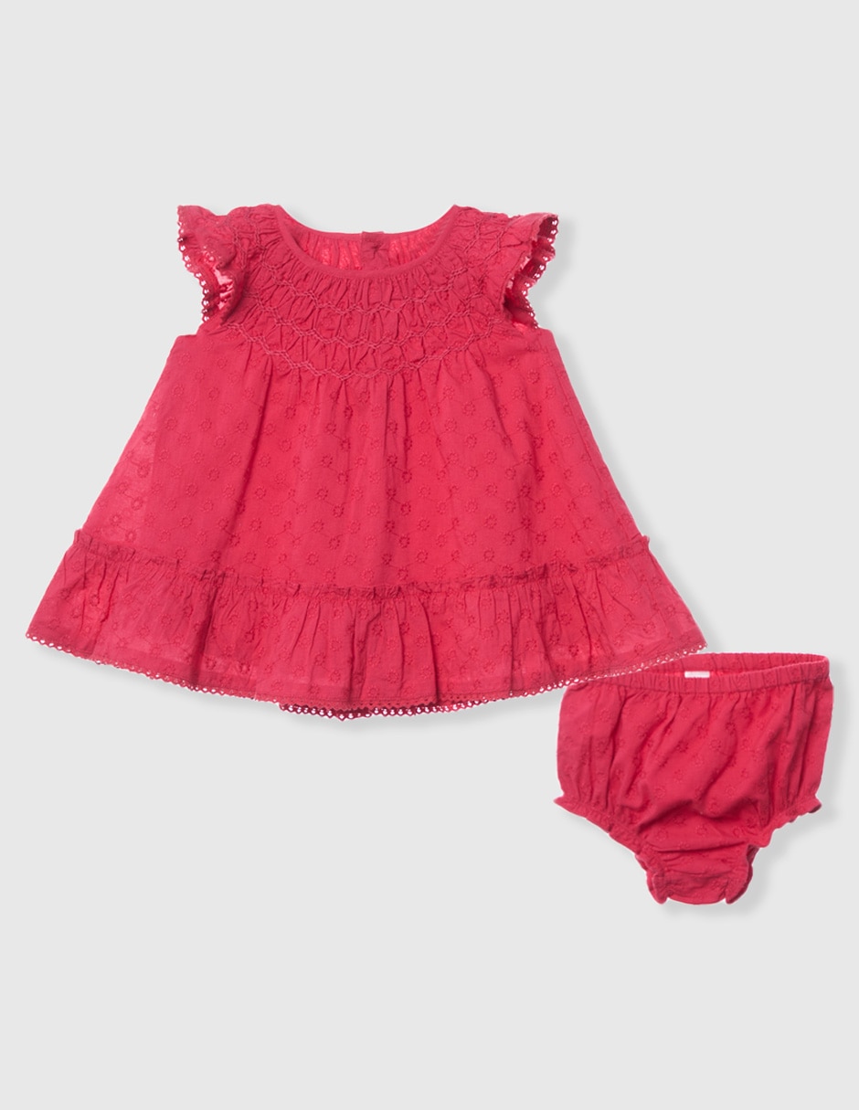 Vestido con calzón Mon Caramel manga cap para bebé niña