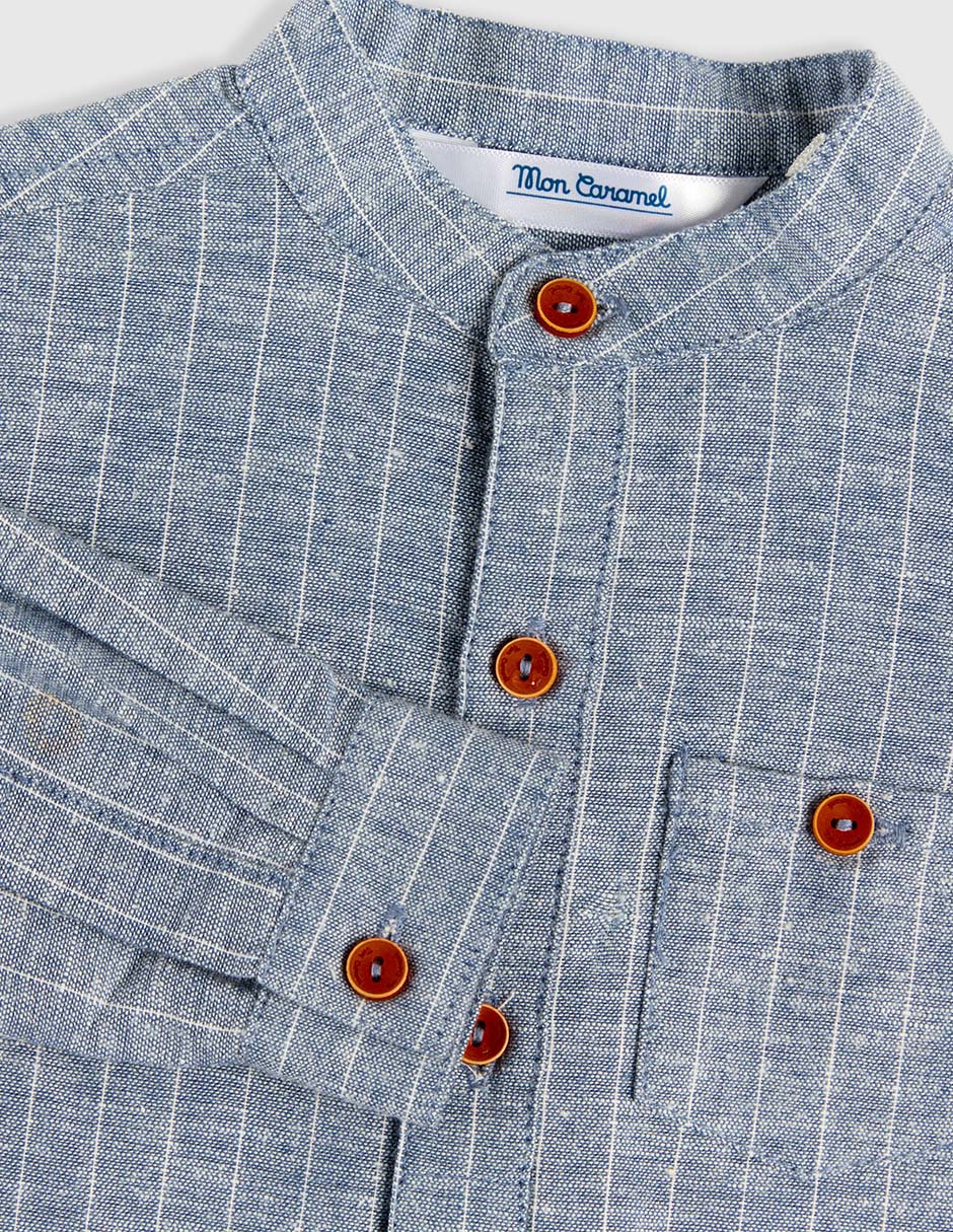 Camisa casual de algodón manga larga para niño 4