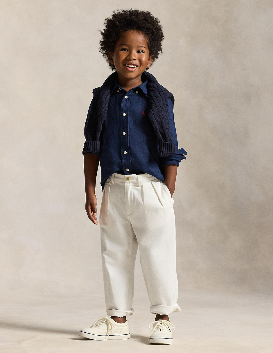 Camisa casual Polo de algodón manga larga para niño
